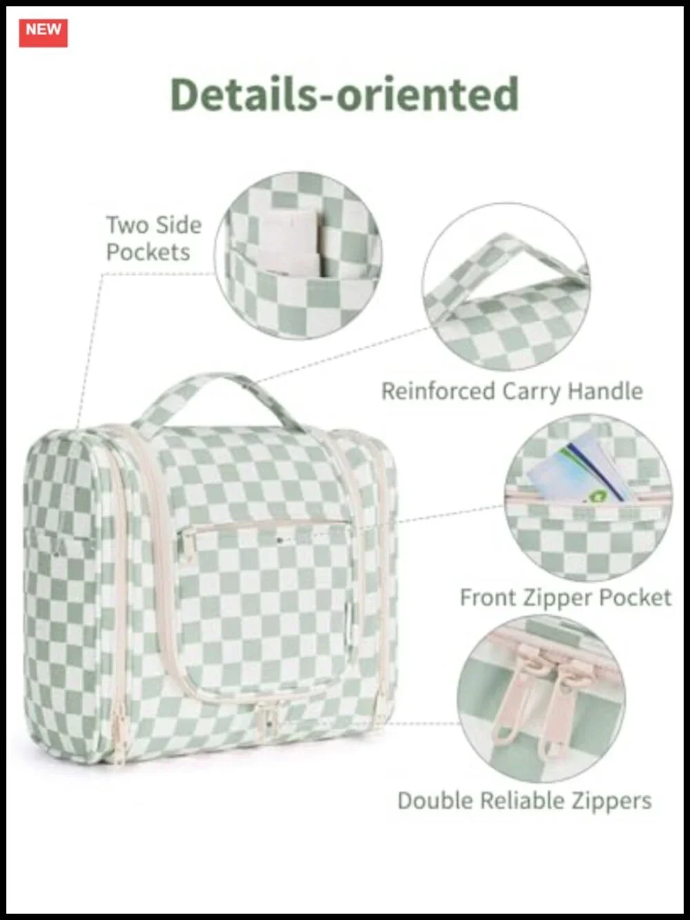 Hanging Toiletry Bag for Travel - Water Resistant Polyester Organizer